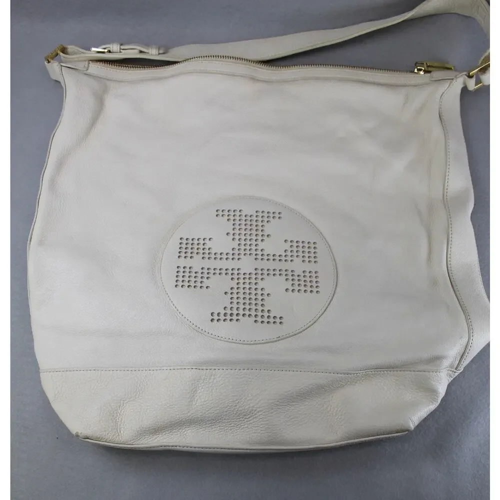 Tory Burch Kipp Perforated Logo Hobo Handbag Womens